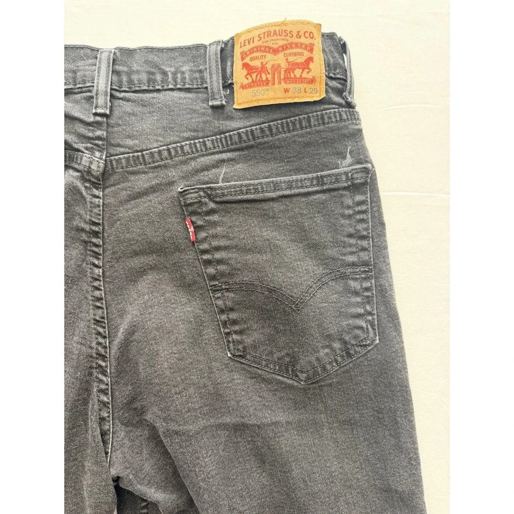 Levi's 550 Jeans Mens 38x29 Gray Dark Wash Relaxed Tapered Denim Pants Casual